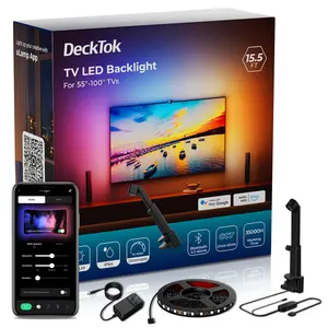 DeckTok 15.5ft RGB TV Backlight | 55-70" TVs | App Control + Music/Game Mode | Immersive Home Theater & Gaming Glow