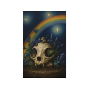 Skull Garden with Rainbow Poster