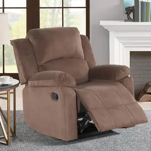 [memorialday] EBELLO Manual Recliner Chair, Soft Fabric Overstuffed Recliner Single Sofa Chair for Living Room Bedroom, Heavy Duty and Safety Reclining Mechanism