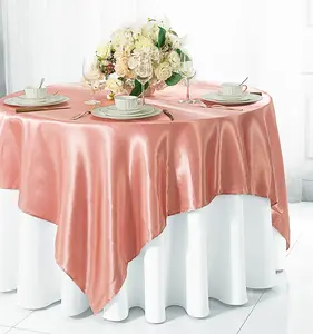 54"x54" Seamless Square Satin Table Overlay - Rose Pink (1pc)