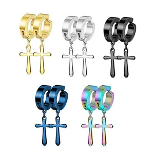 Fashion Cross Titanium Steel Magnet Men's Ear Clips Earrings Trend