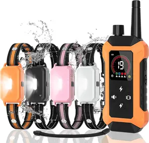 4 Dog Training Collar with Remote Control(5–150Lbs), 4400FT Waterproof Shock Collar for Dogs 4 Pack Rechargeable 5 Training Modes Electric Dog Collar with Light, E Collars for Small Medium Large Dogs