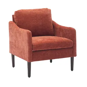 Mid-Century Modern Side Chair, Chenille Fabric Curved Armchair, Comfy Cloud Accent Single Sofa Chair for Bedroom, Living Room, Office