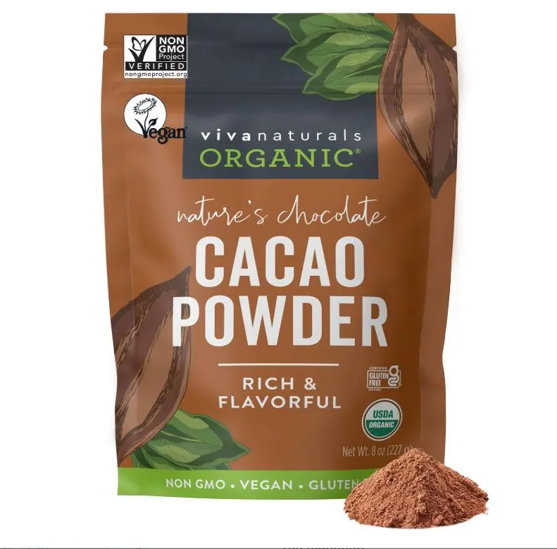 Organic Cacao Powder, Unsweetened, 8 oz (227 g) – Rich Dark Chocolate Flavor, Perfect for Baking, Smoothies & Hot Chocolate – Vegan, Keto, Paleo, Non-GMO & Gluten-Free Cocoa Powder