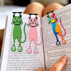 2D Acrylic Cat Bookmark Set, Durable Colorful Page Markers, Ideal for Readers & Cat Lovers, Office Learning Dual Use