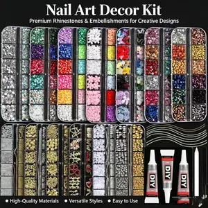 13 Box Alloy Cross Heart Resin Flower DIY Kit, Includes Glue Tweezers, Complete Set, Multiple Styles, Nail Art Rhinestones 、 Flatback Crystals 、 with Adhesive Glue 、 Diamond Painting，Tools and Adhesive Included