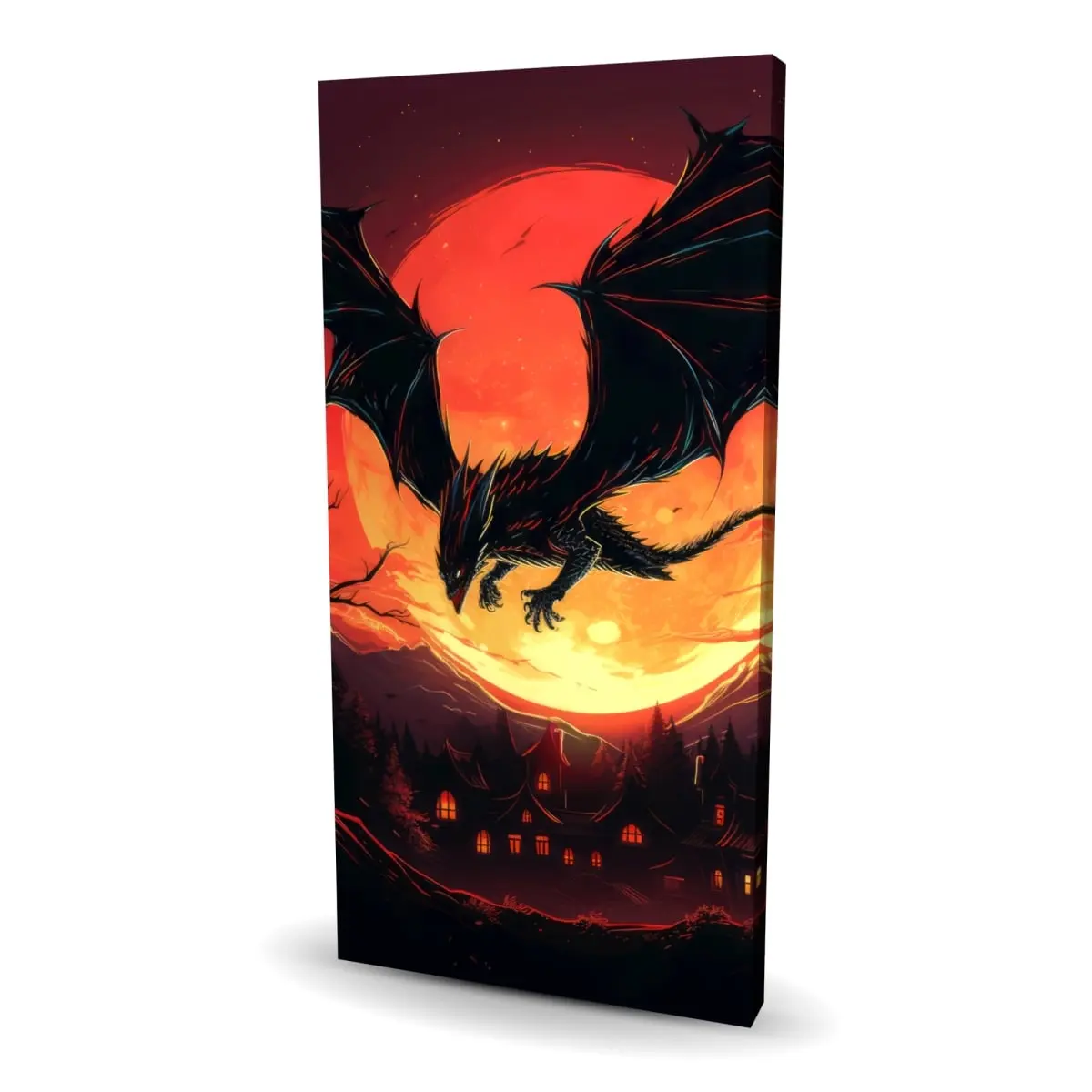 Pictorem C1RC2448U9V79P 24 x 48 in. The Dragons Wrath - Orange Canvas Wall Art for Home Decor