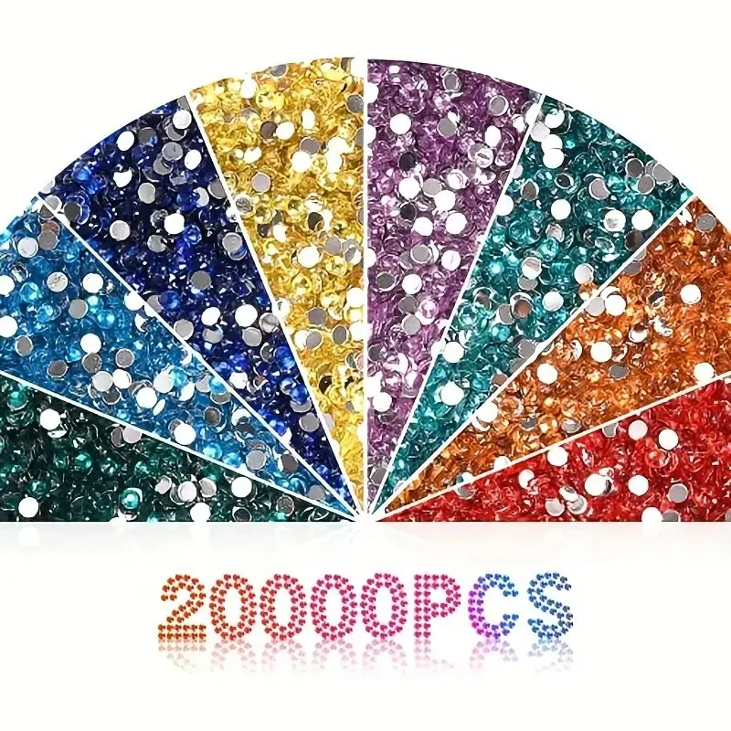 Each pack of 1000 diamond painting beads, 20 colors, 20,000 round diamonds, 5D diamond painting accessories, Diamond Painting Kit, suitable for DIY painting and pasting diamonds and handmade clothing, toys, and so on.