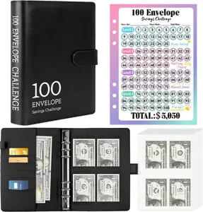 Savings Book 100 Envelopes Money Saving challenge,Book with Laminated Tracker A5 Money Saving Budget Binder with Cash Envelopes to Save $5,050 Money Saving Binder Savings Challenges Book to Save $5,050