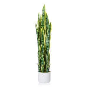 Garvee Artificial Snake Plant in Pot - 3FT Faux Sansevieria Agave Decor, Realistic Low Maintenance Indoor Plant for Home, Living Room, Office Desk, Floor Decoration