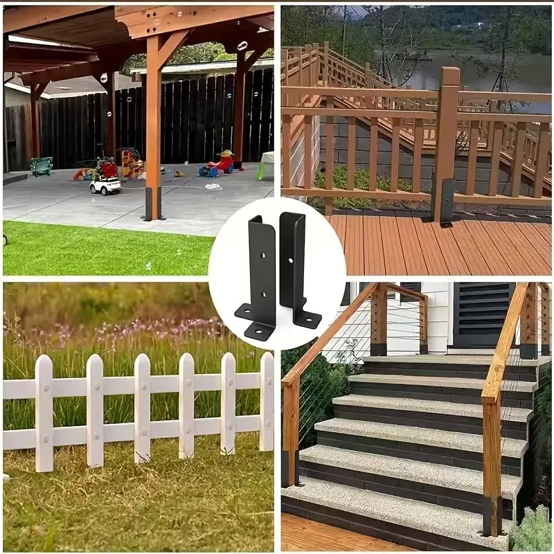 Post Stabilizer Bracket 2pcs, Adjustable for 1.5-2 Inch Posts, Metal Wood Fence Hardware, Durable Anchor System
