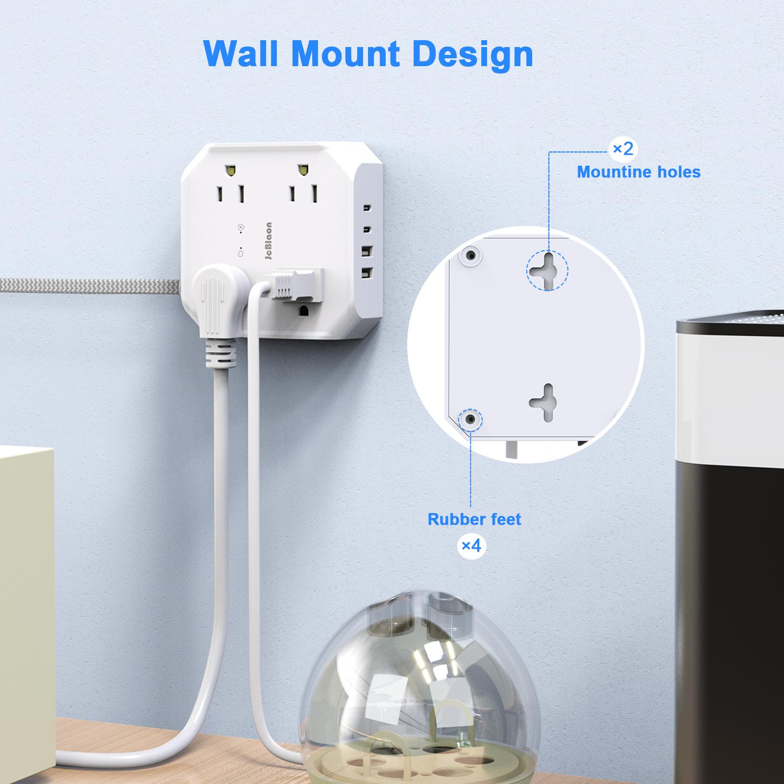 Multi Plug Wall Socket Extender, AC Outlet USB Port Type-C Fast Charging Universal Network Filter Electrical Outlet Splitter