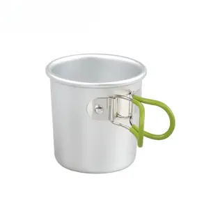 Camping Mug, Camping Cup, Aluminum Safe Ultra-Light Picnic Water Mug With Foldable Handle for Outdoor Camping