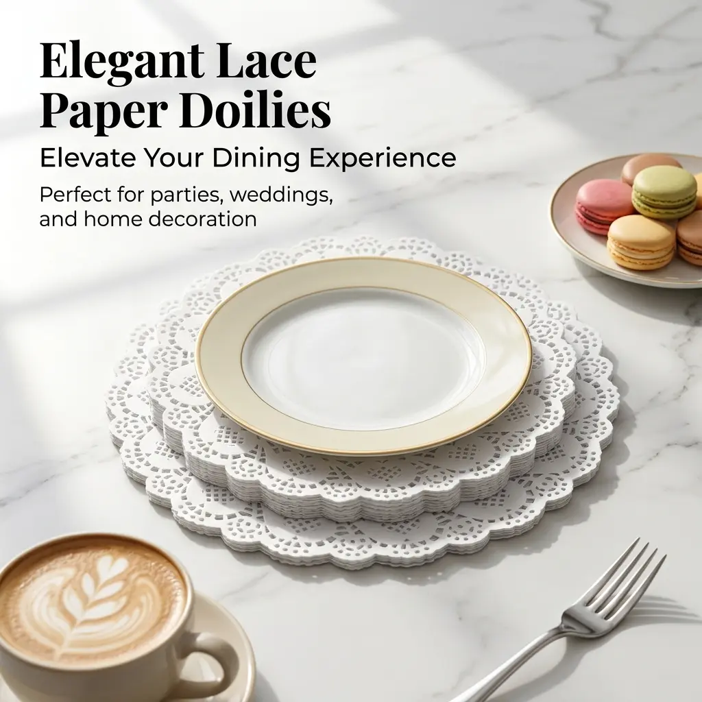 36pcs Round Lace Paper Doilies Set - 6.5", 8.5", 10.5" White Decorative Paper Placemats for Cake, Dessert, Party Table Decoration & DIY Crafts