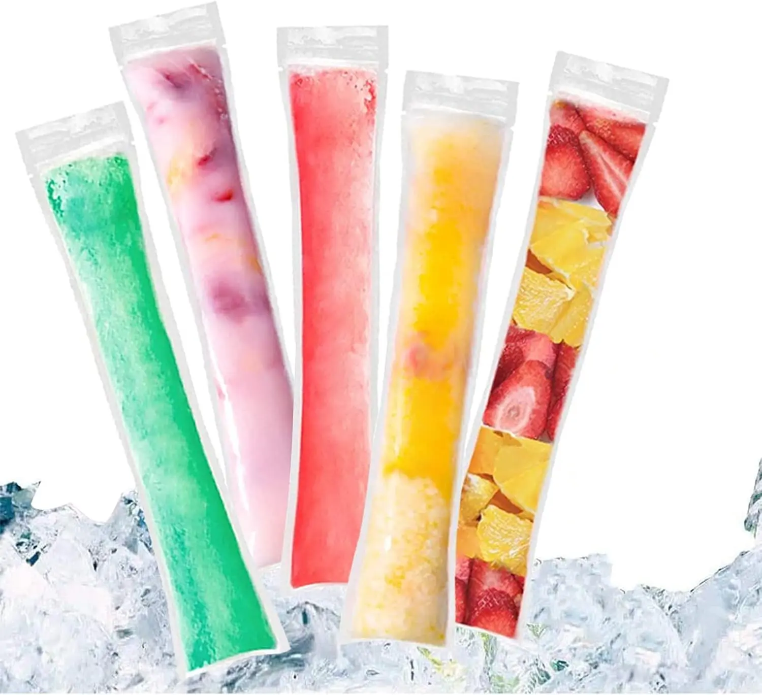100 Pack Disposable Ice Popsicle Bags with Zip Seals Plastic Popsicle Freezer Bags With A Funnel for Healthy Snacks Ice Pops Yogurt Juice Fruit Smoothies summerwins