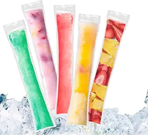 100 Pack Disposable Ice Popsicle Bags with Zip Seals Plastic Popsicle Freezer Bags With A Funnel for Healthy Snacks Ice Pops Yogurt Juice Fruit Smoothies summerwins