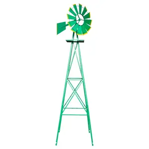 8FT Ornamental Windmill, Heavy Duty Durable Metal Weather Vane Garden Decoration Weather Resistant for Garden, Yard, Farm, Seaside (8ft-Green)