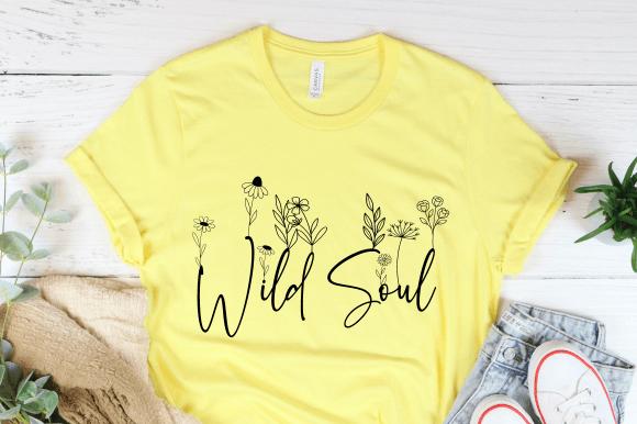 Wild Soul T-Shirt with Floral Design for Women - Color, Short Sleeve, Casual Style, Summer Wear