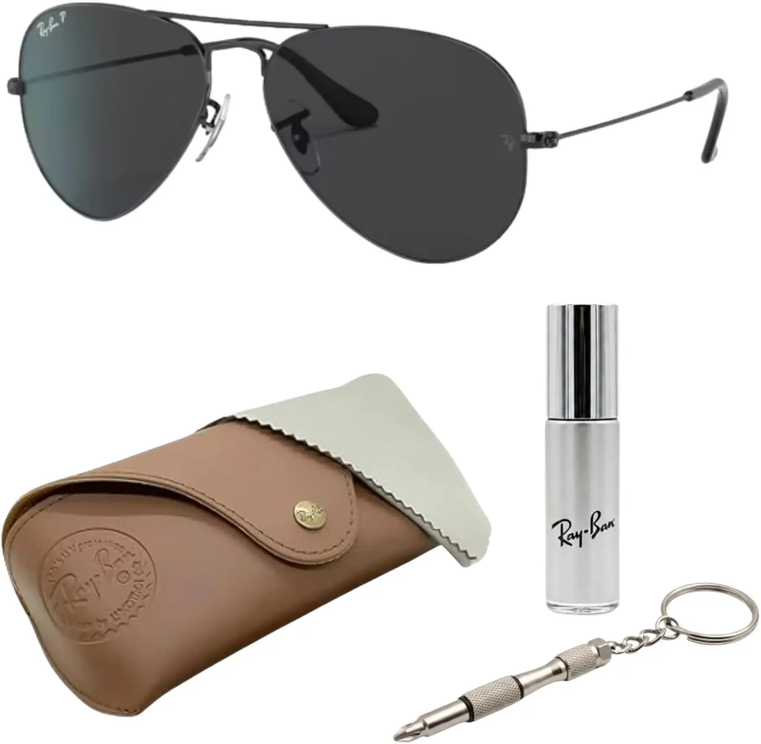 Ray-Ban RB3025 AVIATOR TOTAL BLACK POLARIZED AVIATOR Sunglasses for Men & Women with Official RAYBAN Eyewear Kit