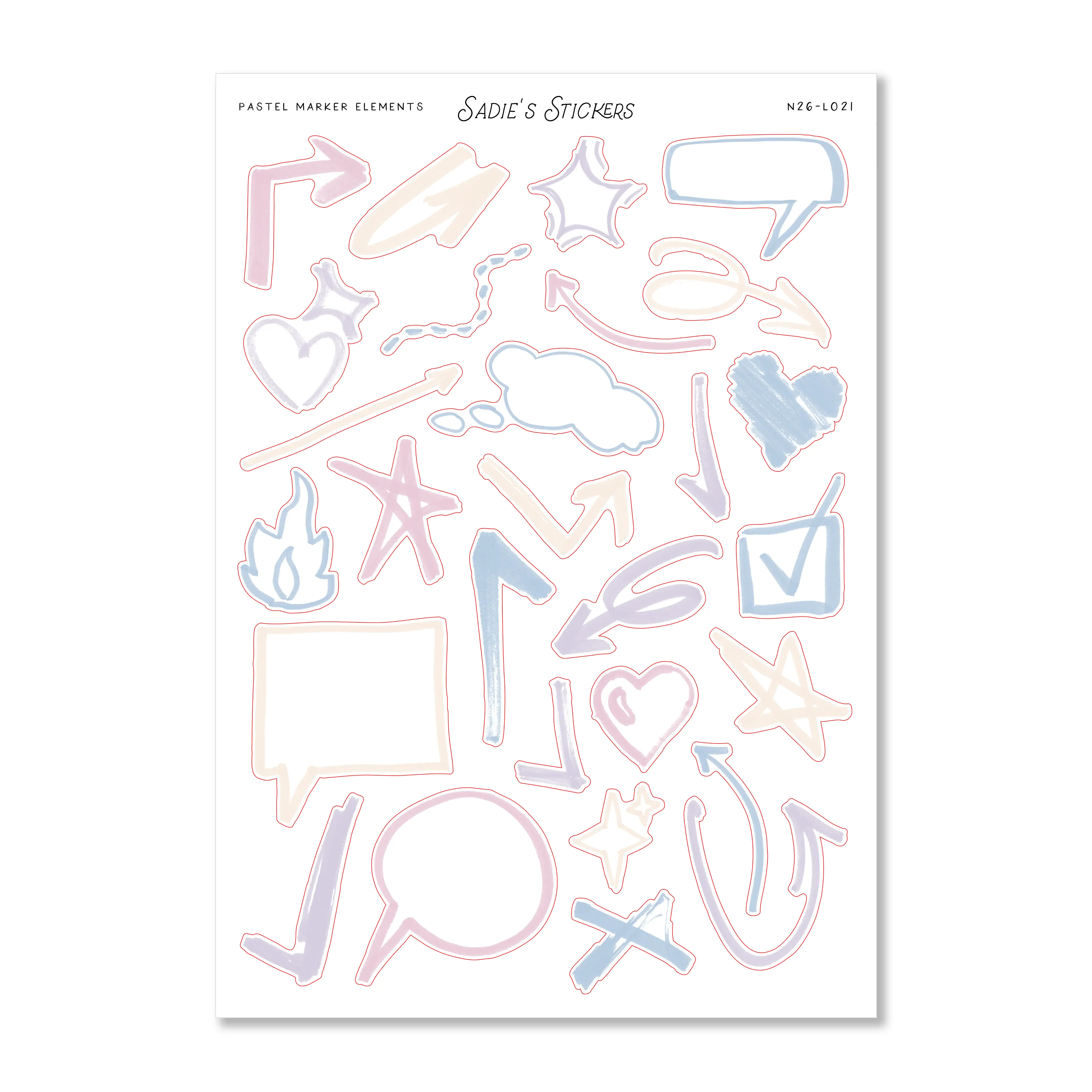 Pastel Marker Elements • Doodles & Drawings