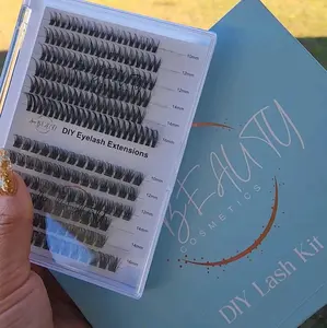 Diy Lash Extensions bundle and a free surprise Gift-     Natural Hair Color, Lightweight Design, Versatile for Makeup Use - Eyelashes
