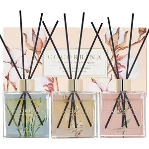 Reed Diffuser Set of 3 - 3 Pack 3.04 Fl.oz Diffuser with 24 Sticks Cashmere Vanilla/Sandalwood Rose/Clean Linen for Home Bathroom Office Decor