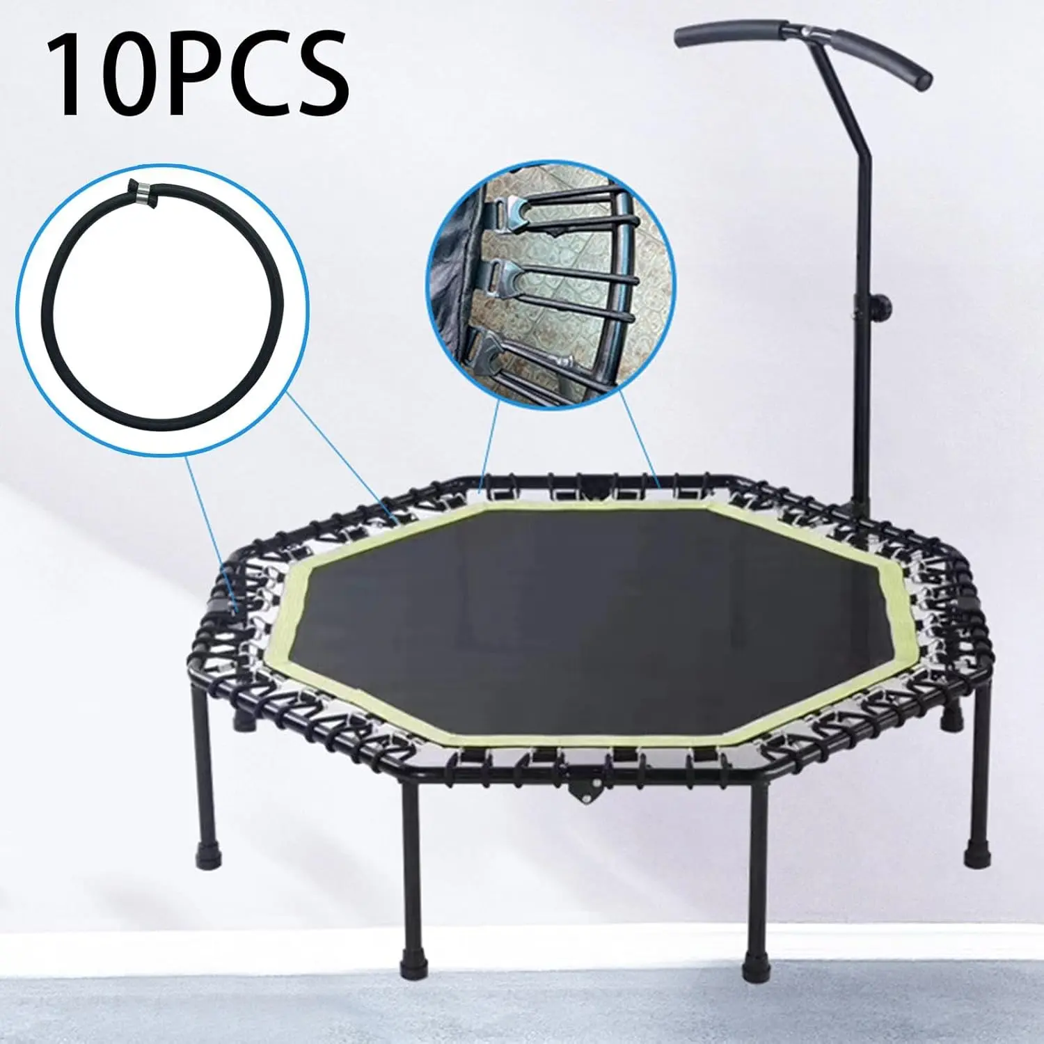 Black Trampoline Bungee Cords with Aluminum Buckles, Elastic Ties for Tarp Canopy & Fitness, Sports & Outdoor Trampoline Accessory