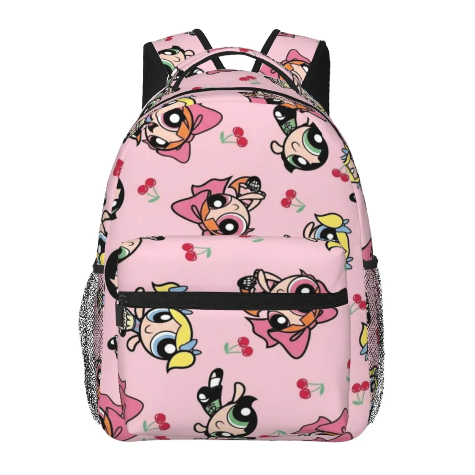 The Powerpuff Girls Character-Themed Colorful Graphic Backpack, Ergonomic Padded Strap, All-Over Print, Large Capacity, Laptop-Carrying Casual Merch Gift for School Backpacks & Campus Life Fans, Backpacks For School, Cartoon