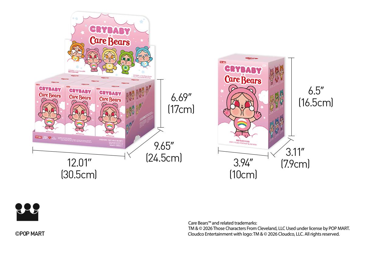 [POP NOW] CRYBABY × Care Bears Series-Vinyl Plush Pendant Blind Box Keychain Mystery Gift-Whole Set
