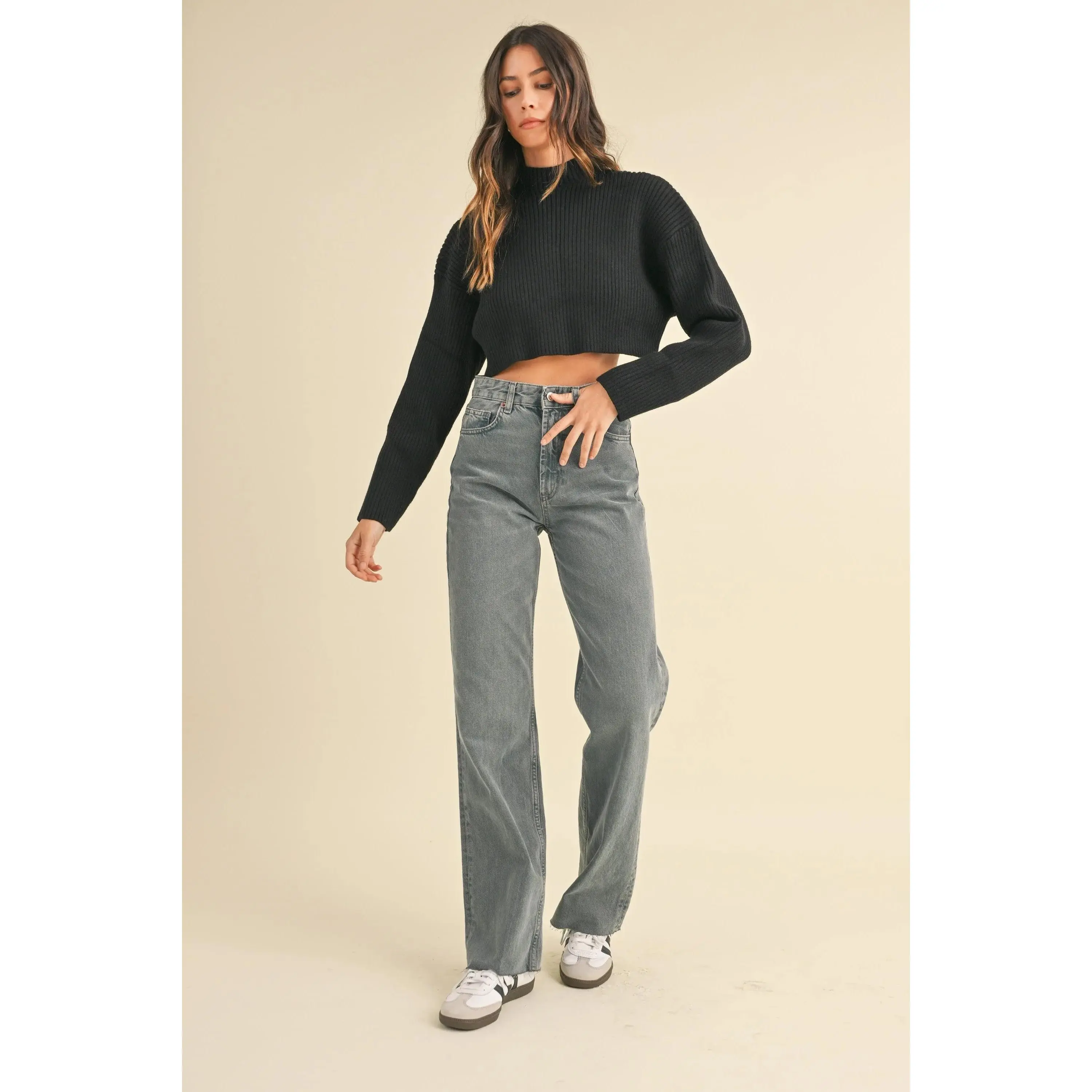 Basic Ribbed Crop Sweater
