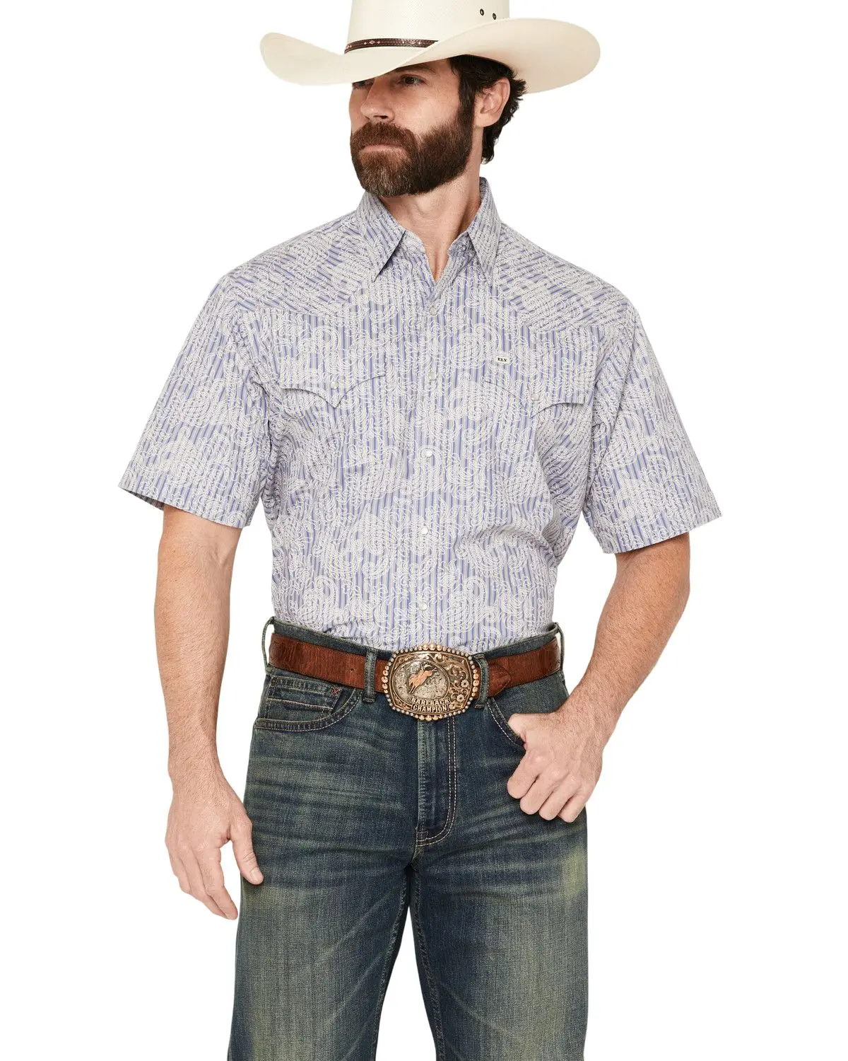Ely Walker Men's Men'S Paisley Print Short Sleeve Snap Western Shirt - 2023128-Sb