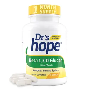 Dr's Hope Beta 1,3 D Glucan 200mg 60ct - Natural Immune System Support & Cholesterol Management Supplement - Made in USA - 1 Month Supply - Healthy