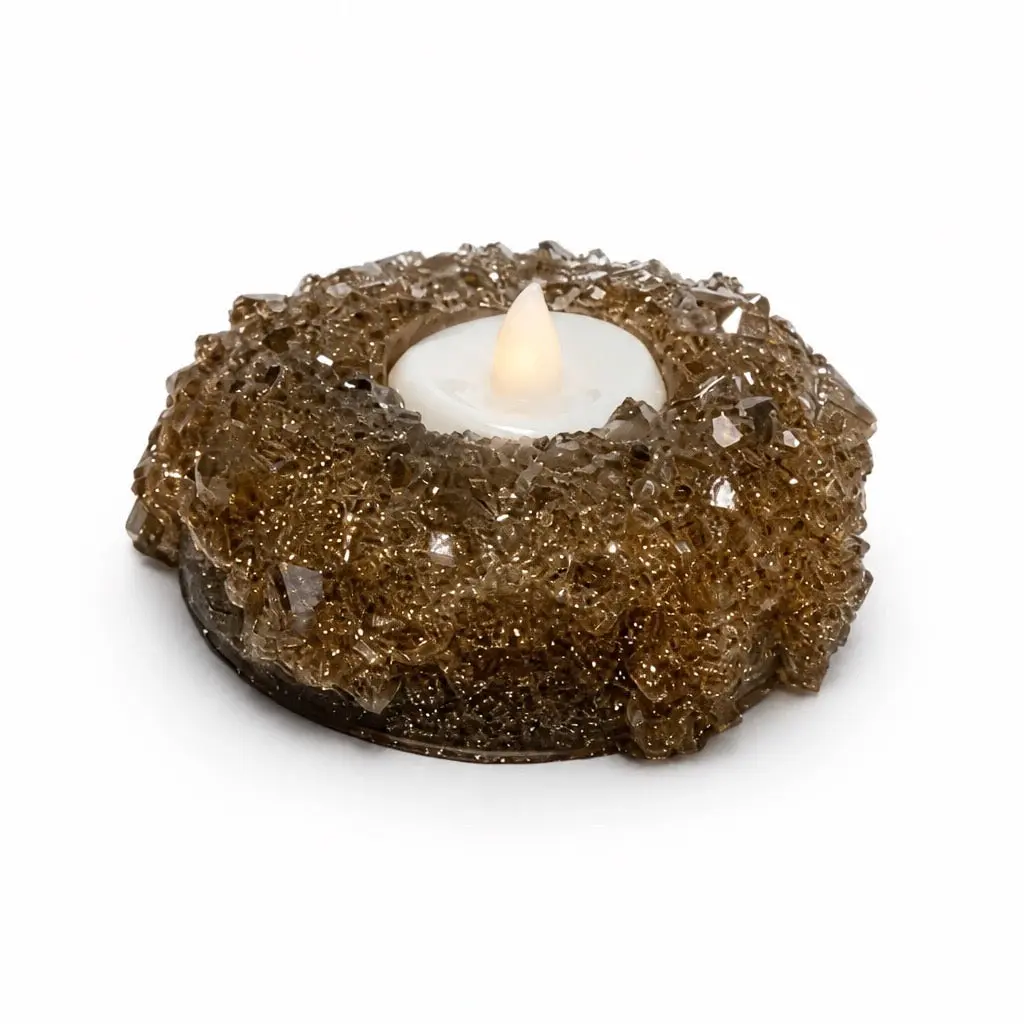 Candlelit Calm Crystal Tea Light Holder | Copper