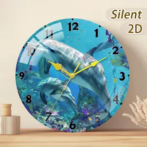 Wooden Dolphin Clock Gift, Creative Wall-Mounted Design, Battery Operated (non-Included), Ideal for Home Decor & Festive Occasions