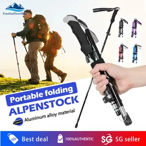 Collapsible Tri-fold Trekking Hiking Poles Light-weight Collapsible Walking Stick Anti-Shock