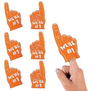 5 3/4" Bulk 72 Pc. Mini Orange Team Spirit We're #1 Foam Fingers