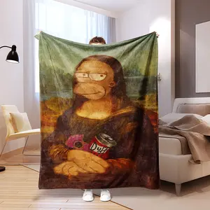Simpson Edition Mona Lisa Fleece Blanket, Soft Hypoallergenic Material, Cozy and Warm for Couch, Bed, Office Use, All-Season Gift