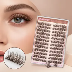 Brown Cat Eye Lashes, Lightweight Lash Extensions, Light Volume Eyelash Extensions, Deep Individual Lashes, Transparent Band, 10-16mm, 144 Pieces