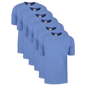 6 Pack Shaka Wear Men's Max Heavyweight Short Sleeve Crew Neck T-Shirt - Sky Blue - Small