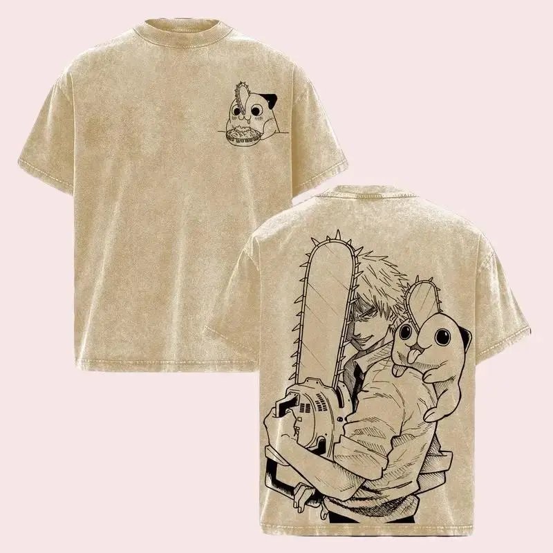 Shizuku HxH Anime Double Printed Vintage Washed Tee Unisex