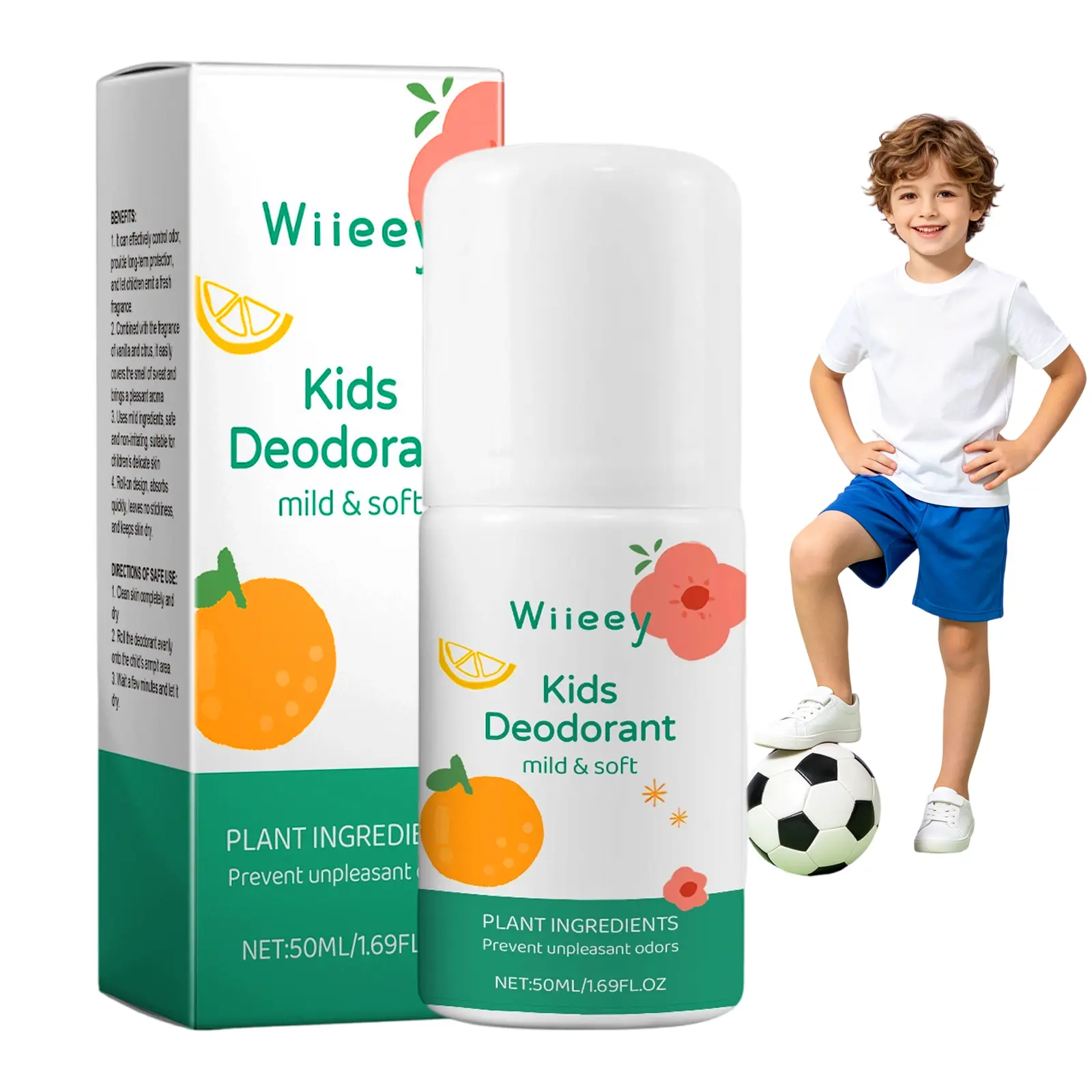 Citrus & Vanilla Scent Gentle Deodorant for Children  - 1.69fl oz | Lightweight No White Residue for School & Sports Use | Long Lasting Odor Control |  Gentle Exfoliation Sports & Daily Kids Care