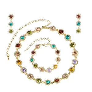 GGIRL Rainbow-Accented Jewelry Set: Colorful Adjustable Necklace + Bracelet + Earrings. A Sparkling, Eye-Catching Set Perfect For Any Special Occasion—A Must-Have Statement Accessory For Parties And Formal Events. A Truly Thoughtful Gift For Her