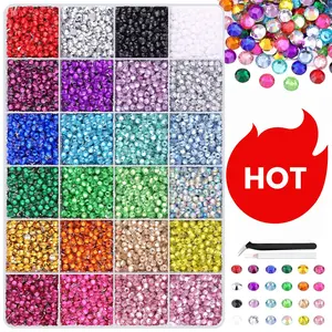 One box of resin jelly beads, Bead assortment, Beading making, with a pen and tweezers, featuring colorful 3mm flat-back gemstone sequins for decoration, suitable for handmade crafts, nail art