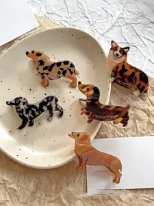 Cute Cartoon Animal Acrylic Dog Hair Claw Clip, Half Updo Hairstyle Accessory, Sheepdog Sausage Dog Design, Shark Jaw Clips