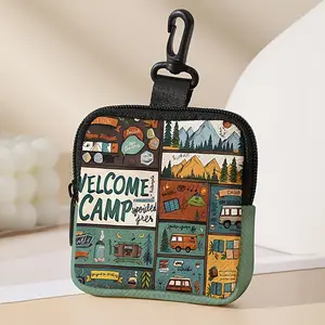 Print Mini Zipper Pouch, Waterproof Faux Leather Coin Purse, Multifunctional Storage Bag for Earphones & Small Accessories