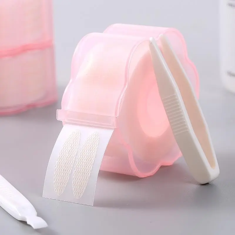 Glue-Free Eyelid Stickers, Water-Activated Adhesive, Floral Roll Design, Lace Mesh Material, Olive Beauty Eye Patches, Cosmetic Makeup Tool