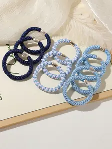 10pcs New Blue Braided High Elastic Hair Ties Durable Thick Ponytail Holders Women's Hair Accessories