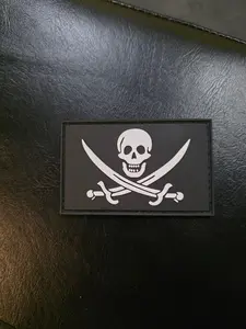 Jolly Roger Pirate Skull & Crossed Swords PVC Patch – Tactical Hook & Loop Morale Patch