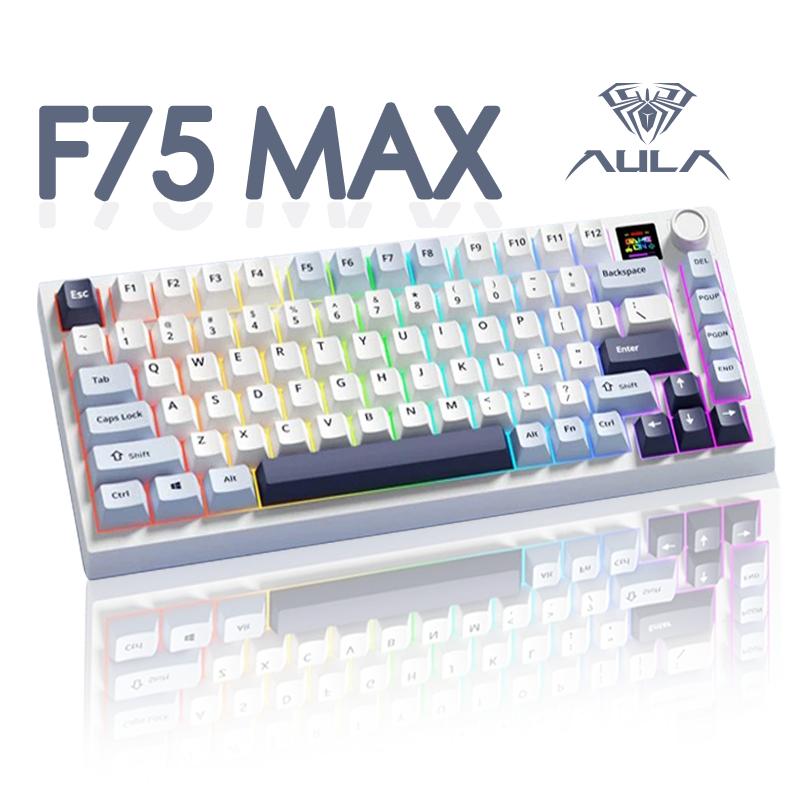 [2026]Aula F75 MAX Wireless Mechanical Keyboard with TFT Screen and Knob, Gasket Gaming Keyboard in 75% Layout, Hot Swappable, RGB Backlight, for PC/Mac/Linux