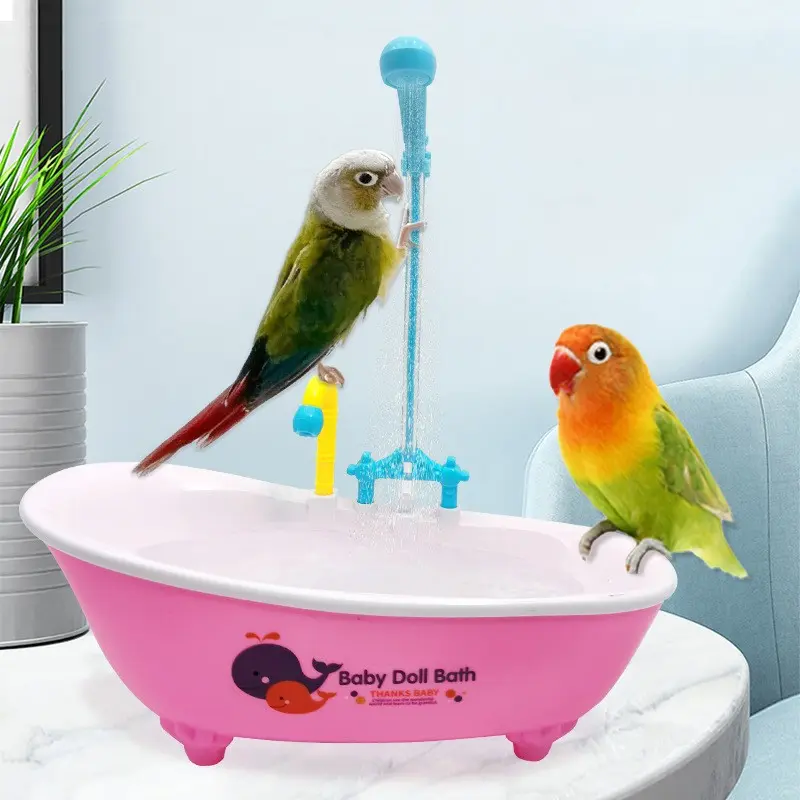 1PC Parrot Automatic IntelligentBath Bird Shower Bathtub Clean Grooming Blue AccessoriesHousehold Plastic parakeet supplies Accessory Bird Cage
